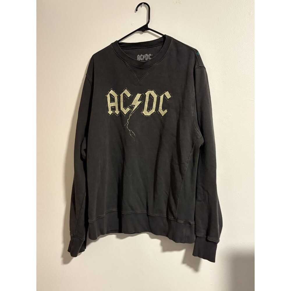 Lucky Brand AC/DC Sweatshirt Mens XL Charcoal Gray Crewneck Pullover Rock Band